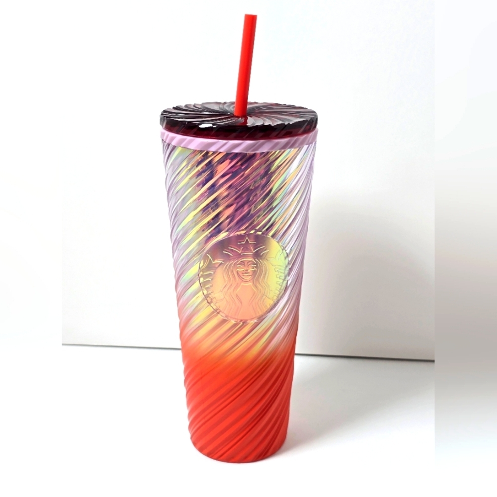 Starbucks Sunrise Gradient 24 oz Tumbler with Straw NWT Orange Purple